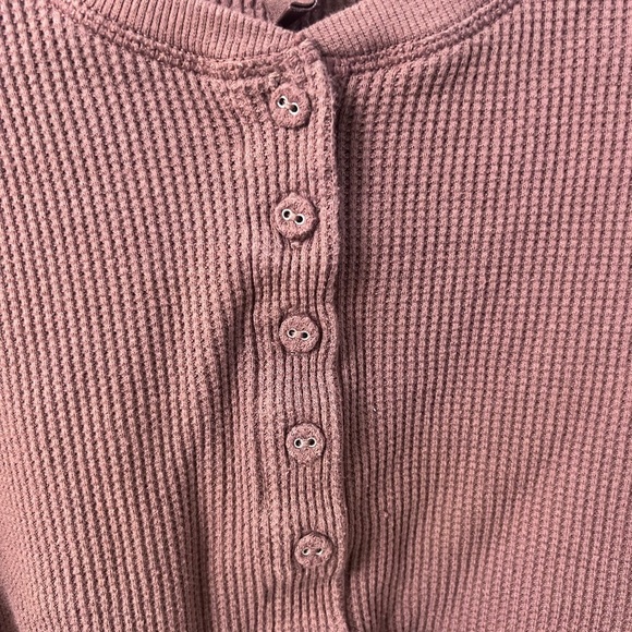 SKIMS Waffle Henley Cropped Top Garnet Women’s Large - Picture 6 of 10